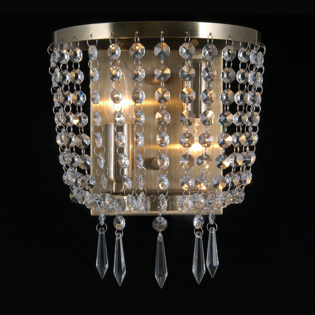 Förhandsvisning Italux vägglampa brun kristallglas E14 2 ljuskällor WL-30138-2B Italux vägglampa brun kristallglas E14 2 ljuskällor WL-30138-2B