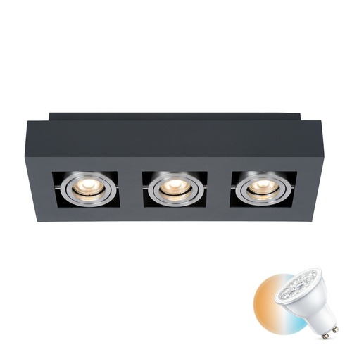 Kontrollera Utanpåliggande lampa Italux Casemiro svart GU10 3 ljus IT8002S3-BK/AL