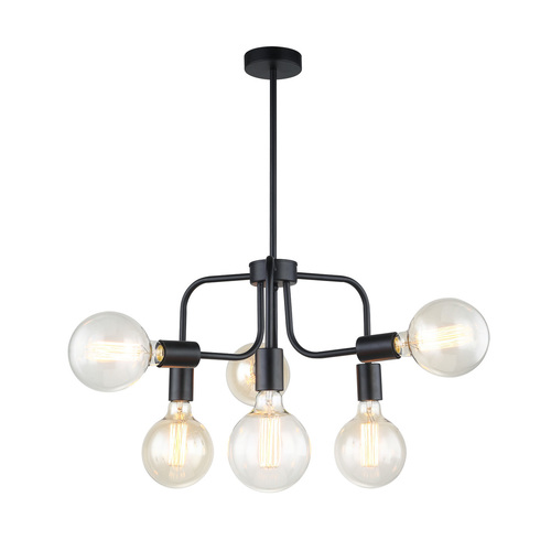 Kontrollera Italux Kristy svart takpendel E27 6 lampor MDM-3678/6 BK