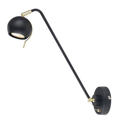 Kontrollera Italux Charissa GU10 vägglampa svart matt skans retro 41,8 cm MB-H16049TLK-1-B/G