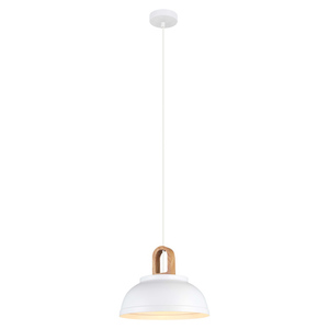 Pendellampa Italux Danito vit E27 30 cm stål trä MDM3153/1M W small 1