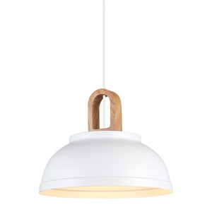 Pendellampa Italux Danito vit E27 30 cm stål trä MDM3153/1M W small 0