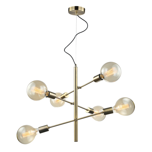 Kontrollera Pendellampa Italux Madalyn E27 6-armad brun stål MDM3582/6 AB