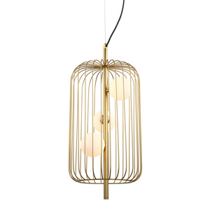 Italux pendant taklampa G9 3-ljus guld vit stål glas MDM-3934/3 GD small 0