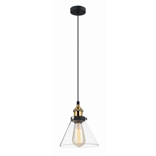 Kontrollera Pendellampa Italux Getan E27 svart glas 18 cm MDM-2564/1