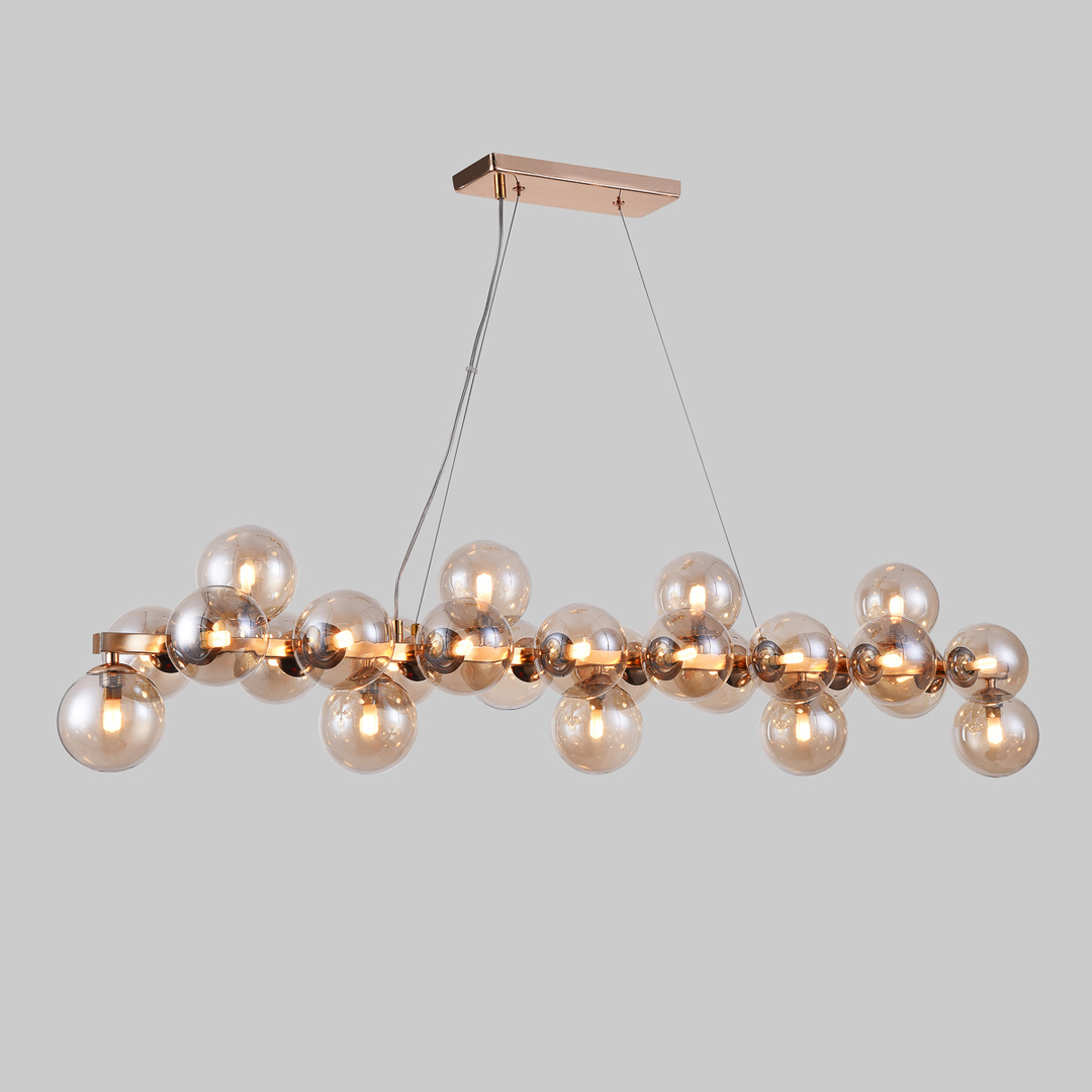 Utsikt Italux Cabella taklampa guld cognac glas G9 25 ljus PND-5252-A-25-GD-CGN Italux Cabella taklampa guld cognac glas G9 25 ljus PND-5252-A-25-GD-CGN